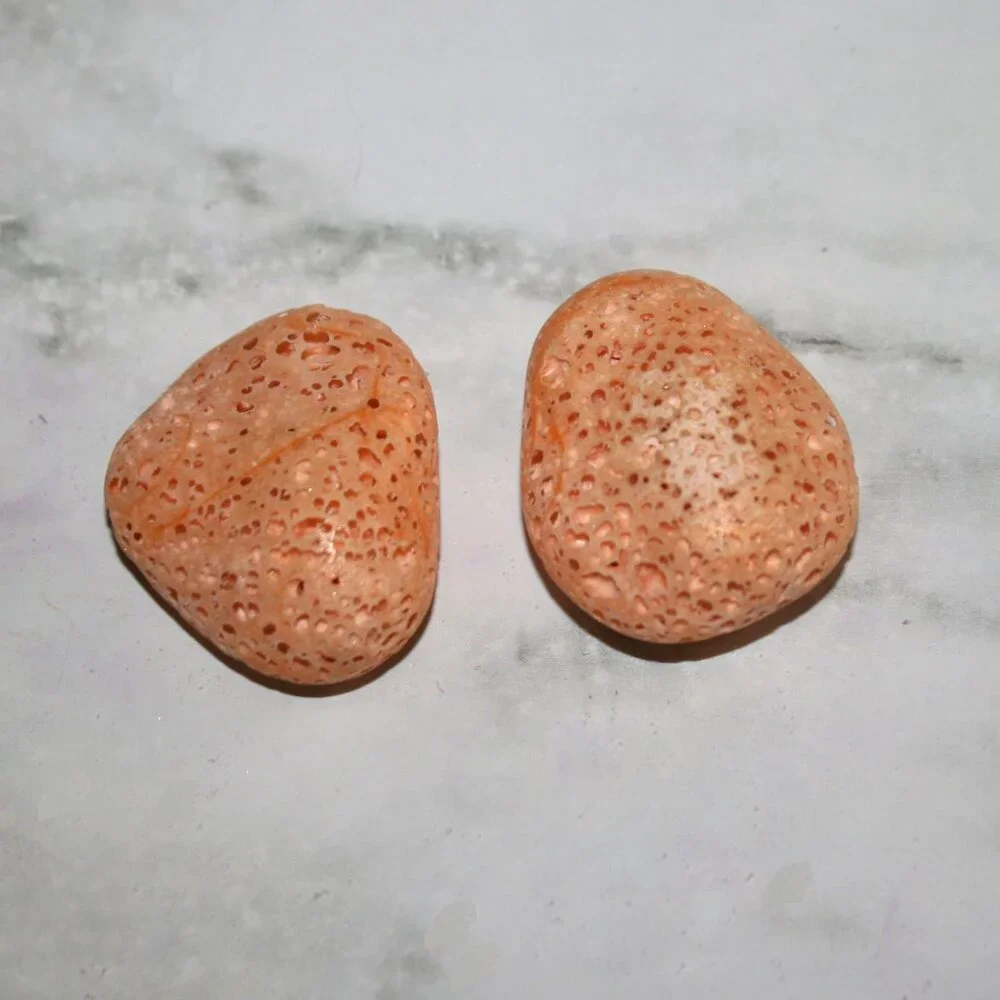 HAND CRAFTED 2 Orange Aroma Stones Aromatherapy Essential Oil Diffuser Pair